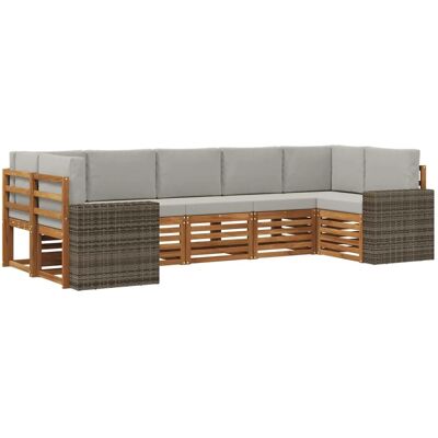 vidaXL Ecksofa Set mit Kissen 7 Stk Natur und Hellgrau Polyester 3384817 vidaXL Ecksofa Set mit Kissen 7 Stk Natur und Hellgrau Polyester 3384817