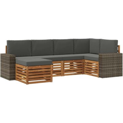 vidaXL Ecksofa Set mit Kissen 6 Stk Natur und Anthrazit 3384578 vidaXL Ecksofa Set mit Kissen 6 Stk Natur und Anthrazit 3384578