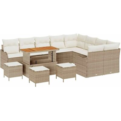 vidaXL Garten-Sofa-Set mit Kissen mit Speicher 13-Tlg Beige und Creme 3364261 vidaXL Garten-Sofa-Set mit Kissen mit Speicher 13-Tlg Beige und Creme 3364261