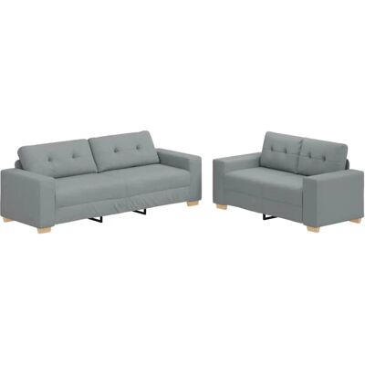 vidaXL 2-Teiliges Sofa-Set mit Kissen Hellgrau Stoff 3324710 vidaXL 2-Teiliges Sofa-Set mit Kissen Hellgrau Stoff 3324710
