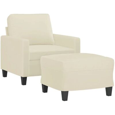 vidaXL Sessel mit Hocker Creme 60 cm Kunstleder 3201020 vidaXL Sessel mit Hocker Creme 60 cm Kunstleder 3201020