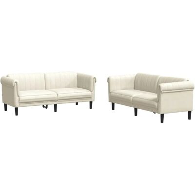 Vidaxl Samtvelours Creme 2-3-Sitzer - Sofas Vidaxl Samtvelours Creme 2-3-Sitzer - Sofas