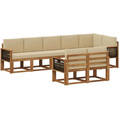 vidaXL Outdoor-Sofagarnitur mit Kissen 8 Stk Natur und Beige Polyester 3385314 vidaXL Outdoor-Sofagarnitur mit Kissen 8 Stk Natur und Beige Polyester 3385314