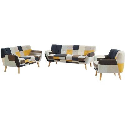 Vente-unique Couchgarnitur Mit Sessel Serti Mehrfarbig 188 cm 158 cm 88 cm Vente-unique Couchgarnitur Mit Sessel Serti Mehrfarbig 188 cm 158 cm 88 cm