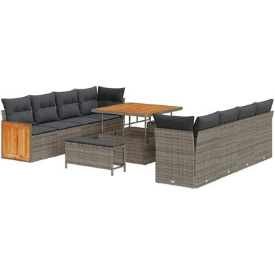 vidaXL Gartensofa-Set mit Kissen 11 Stk Grau 3363288 vidaXL Gartensofa-Set mit Kissen 11 Stk Grau 3363288