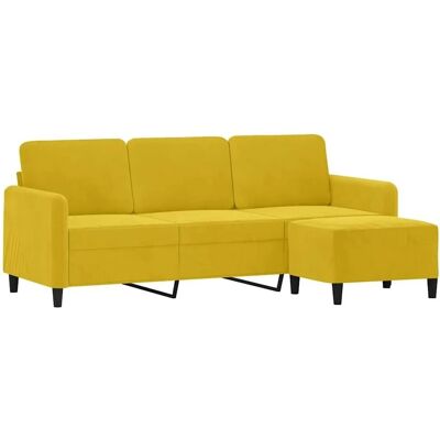 vidaXL 3-Sitzer Samtsofa mit Hocker - Sofa vidaXL 3-Sitzer Samtsofa mit Hocker - Sofa