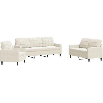 vidaXL Sofaset - Samtvelours Creme 3 Stück vidaXL Sofaset - Samtvelours Creme 3 Stück