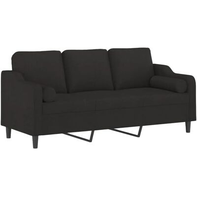 vidaXL 3-Sitzer Schwarzes Stoffsofa mit Kissen - Sofa vidaXL 3-Sitzer Schwarzes Stoffsofa mit Kissen - Sofa