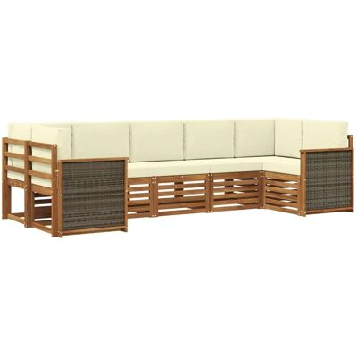 vidaXL Ecksofa Set mit Kissen 6 Stk Natur und Creme 3384796 vidaXL Ecksofa Set mit Kissen 6 Stk Natur und Creme 3384796