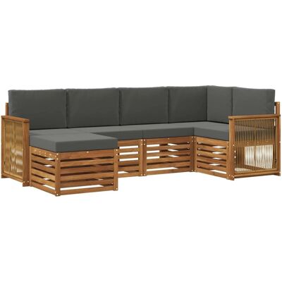 vidaXL Ecksofa Set mit Kissen 5 Stk Natur und Anthrazit 3384568 vidaXL Ecksofa Set mit Kissen 5 Stk Natur und Anthrazit 3384568