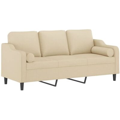 vidaXL 3-Sitzer Creme Stoffsofa mit Kissen - Sofa vidaXL 3-Sitzer Creme Stoffsofa mit Kissen - Sofa