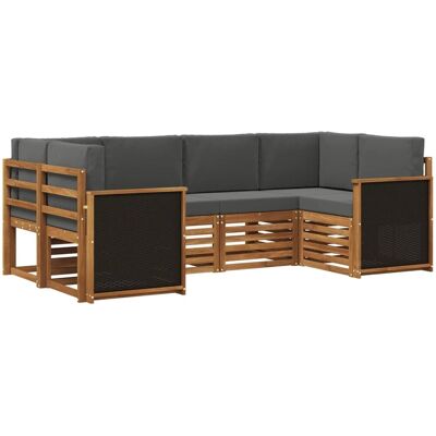 vidaXL Ecksofa Set mit Kissen 5 Stk Natur und Anthrazit 3384763 vidaXL Ecksofa Set mit Kissen 5 Stk Natur und Anthrazit 3384763