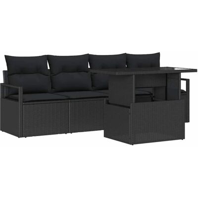 vidaXL Sofa Set mit Kissen 5-Tlg Schwarz Poly-Rattan 3348729 vidaXL Sofa Set mit Kissen 5-Tlg Schwarz Poly-Rattan 3348729