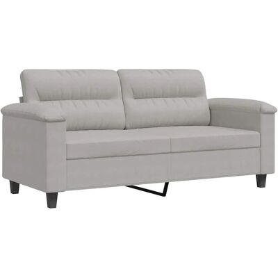 vidaXL Zweisitzer hellgrauer Mikrofaser-Sofa - Sofa vidaXL Zweisitzer hellgrauer Mikrofaser-Sofa - Sofa