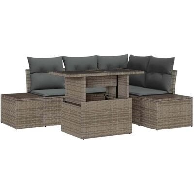 vidaXL Garten-Sofa-Set mit Speicher 5-Tlg Grau Poly Rattan 3357912 vidaXL Garten-Sofa-Set mit Speicher 5-Tlg Grau Poly Rattan 3357912
