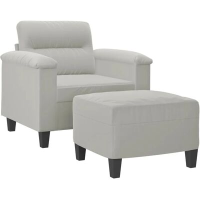 vidaXL Sofastol mit Hocker - Hellgrau - Sofa Armchair with Footstool vidaXL Sofastol mit Hocker - Hellgrau - Sofa Armchair with Footstool