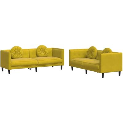 VIDAXL Gelbes Samtsofa-Set 2+3-Sitzer - Wohnzimmermöbel VIDAXL Gelbes Samtsofa-Set 2+3-Sitzer - Wohnzimmermöbel
