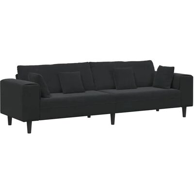 vidaXL Sofa mit Kissen Schwarz 250 x 77 x 76 cm Samt 3335158 vidaXL Sofa mit Kissen Schwarz 250 x 77 x 76 cm Samt 3335158
