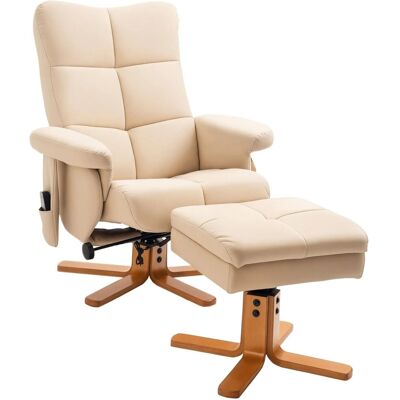 HOMCOM Massagesessel mit Fußhocker Stauraum 145 Grad Neigung Cremeweiß 80 x 86 x 99 cm HOMCOM Massagesessel mit Fußhocker Stauraum 145 Grad Neigung Cremeweiß 80 x 86 x 99 cm