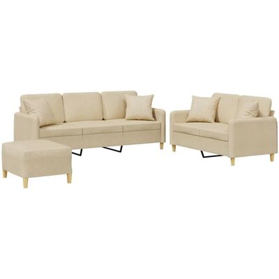 vidaXL 3-Tlg. Stoffsofa Set - Creme - Sofa Set vidaXL 3-Tlg. Stoffsofa Set - Creme - Sofa Set