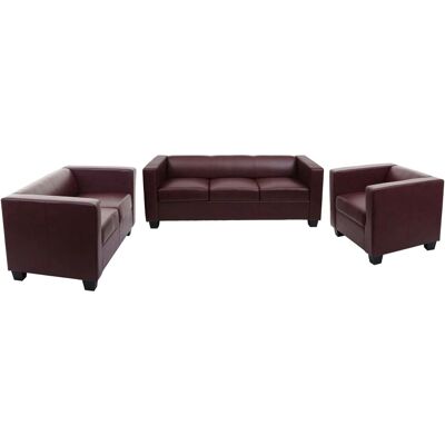 MCW 3-2-1 Sofagarnitur Lille Kunstleder Rot-Braun MCW 3-2-1 Sofagarnitur Lille Kunstleder Rot-Braun