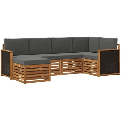 vidaXL Ecksofa Set mit Kissen 5 Stk Natur und Anthrazit 3384553 vidaXL Ecksofa Set mit Kissen 5 Stk Natur und Anthrazit 3384553