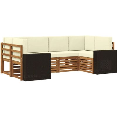 vidaXL Ecksofa Set mit Kissen 6 Stk Natur und Creme Polyester 3384781 vidaXL Ecksofa Set mit Kissen 6 Stk Natur und Creme Polyester 3384781