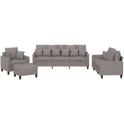 vidaXL 4-Tlg Sofagarnitur mit Kissen Taupe Stoff 3201647 vidaXL 4-Tlg Sofagarnitur mit Kissen Taupe Stoff 3201647