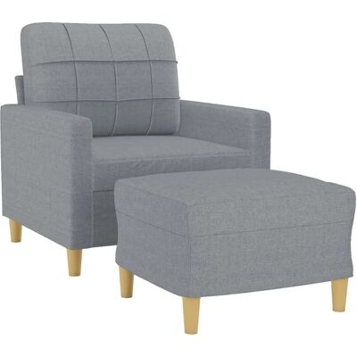 vidaXL Hellgraues Stoffsofa mit Hocker - Sofa mit Hocker vidaXL Hellgraues Stoffsofa mit Hocker - Sofa mit Hocker