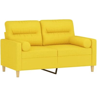 vidaXL 2-Sitzer Hellgelbes Stoffsofa mit Kissen - Sofa vidaXL 2-Sitzer Hellgelbes Stoffsofa mit Kissen - Sofa