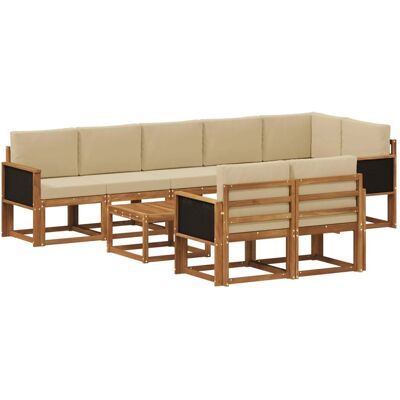 vidaXL Outdoor-Sofagarnitur mit Kissen 9 Stk Natur und Beige Polyester 3385324 vidaXL Outdoor-Sofagarnitur mit Kissen 9 Stk Natur und Beige Polyester 3385324