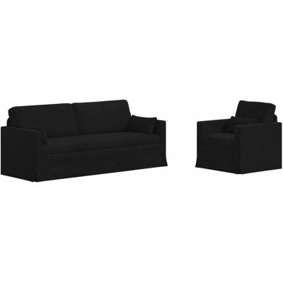 vidaXL Sofa 2-Tlg Schwarz 198 x 78 x 80 cm Stoff 3407583 vidaXL Sofa 2-Tlg Schwarz 198 x 78 x 80 cm Stoff 3407583