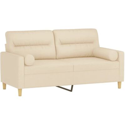 vidaXL 2-Sitzer-Couch mit Kissen - Creme Stoff vidaXL 2-Sitzer-Couch mit Kissen - Creme Stoff