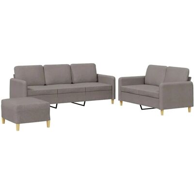 vidaXL 3-Tlg Sofagarnitur mit Kissen Taupe Stoff 3202133 vidaXL 3-Tlg Sofagarnitur mit Kissen Taupe Stoff 3202133