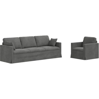 vidaXL Sofa 2-Tlg Dunkelgrau 228 x 78 x 80 cm Samt 3407626 vidaXL Sofa 2-Tlg Dunkelgrau 228 x 78 x 80 cm Samt 3407626