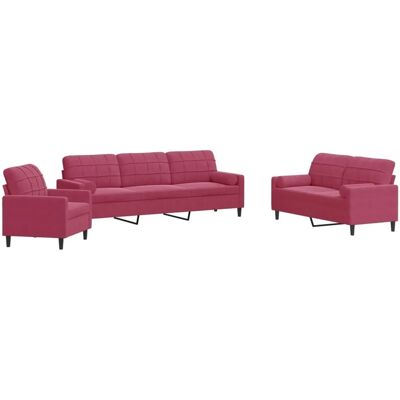 vidaXL 3-tlg. Samtsofa-Set - Moderne Wohnzimmermöbel vidaXL 3-tlg. Samtsofa-Set - Moderne Wohnzimmermöbel