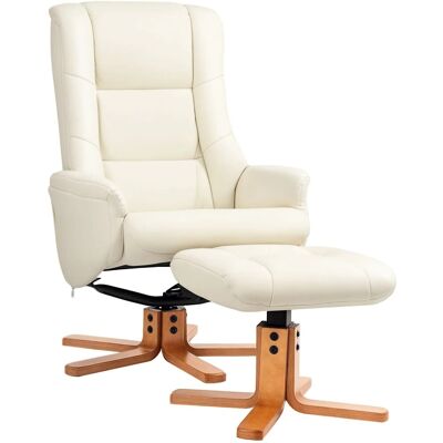 HOMCOM Relaxsessel mit Hocker Liegefunktion Wippfunktion Kunstleder Cremeweiß HOMCOM Relaxsessel mit Hocker Liegefunktion Wippfunktion Kunstleder Cremeweiß