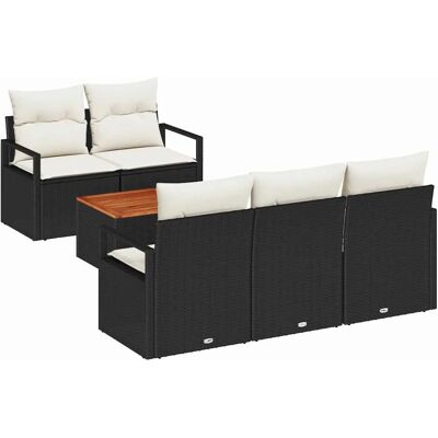 vidaXL Garten-Sofa-Set mit Kissen 6-Tlg Schwarz Poly Rattan 3347642 vidaXL Garten-Sofa-Set mit Kissen 6-Tlg Schwarz Poly Rattan 3347642
