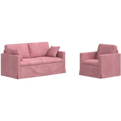 vidaXL Sofa 2-Tlg Rosa 158 x 78 x 80 cm Samt 3407555 vidaXL Sofa 2-Tlg Rosa 158 x 78 x 80 cm Samt 3407555