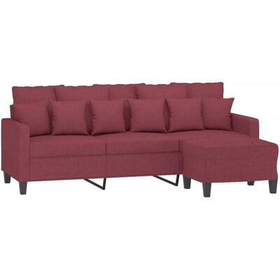 VIDAXL Roter 3-Sitzer mit Hocker - Sofa VIDAXL Roter 3-Sitzer mit Hocker - Sofa