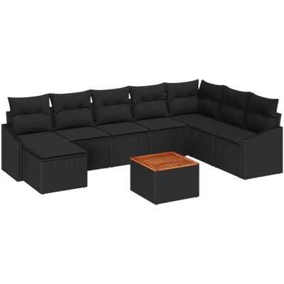 vidaXL Garten-Sofa-Set 9-Tlg Schwarz 3356539 vidaXL Garten-Sofa-Set 9-Tlg Schwarz 3356539