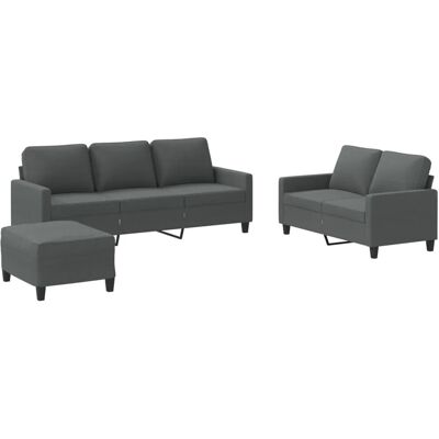 vidaXL 3-teiliges graues Stoffsofa-Set - Wohnzimmermöbel vidaXL 3-teiliges graues Stoffsofa-Set - Wohnzimmermöbel