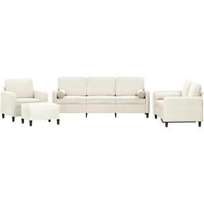 VIDAXL Sofaset - Samt Creme - 4-teilig VIDAXL Sofaset - Samt Creme - 4-teilig