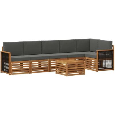 vidaXL Ecksofa Set mit Kissen 6 Stk Natur und Anthrazit 3384443 vidaXL Ecksofa Set mit Kissen 6 Stk Natur und Anthrazit 3384443