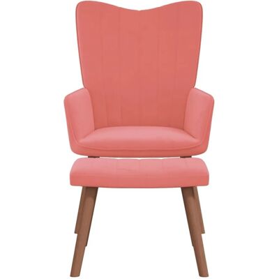 vidaXL Relaxsessel mit Hocker - Rosa Samt - Relaxstuhl vidaXL Relaxsessel mit Hocker - Rosa Samt - Relaxstuhl