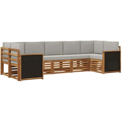 vidaXL Ecksofa Set mit Kissen 6 Stk Natur und Hellgrau 3384792 vidaXL Ecksofa Set mit Kissen 6 Stk Natur und Hellgrau 3384792