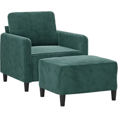 Vidaxl Sessel mit Hocker - Dunkelgrün Vidaxl Sessel mit Hocker - Dunkelgrün