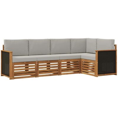 vidaXL Ecksofa Set mit Kissen 4 Stk Natur und Hellgrau 3384342 vidaXL Ecksofa Set mit Kissen 4 Stk Natur und Hellgrau 3384342