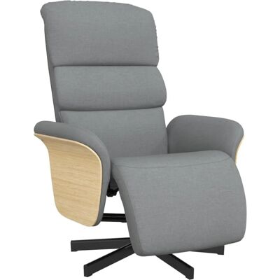 vidaXL Sessel mit verstellbarem Fußstütze hellgrau Stoff - Relaxsessel vidaXL Sessel mit verstellbarem Fußstütze hellgrau Stoff - Relaxsessel