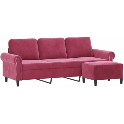 vidaXL 3-Sitzer Samtsofa mit Hocker - Wohnzimmermöbel vidaXL 3-Sitzer Samtsofa mit Hocker - Wohnzimmermöbel